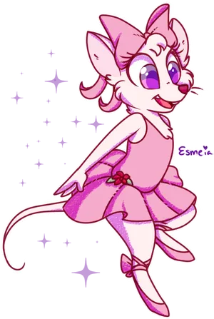 Pink Mouse Ballerina Cartoon PNG Image