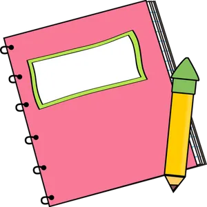 Pink Notebook Paperand Pencil PNG Image