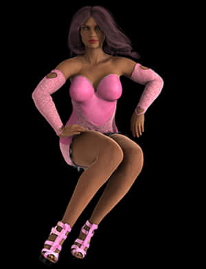 Pink Outfit3 D Model PNG image with transparent background
