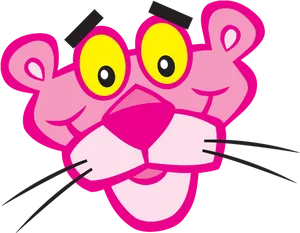 Pink Panther Cartoon Head PNG Image