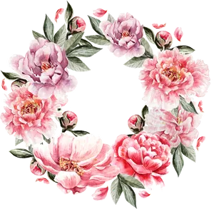 Pink Peony Floral Wreath PNG Image