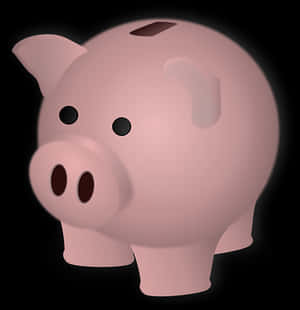 Pink Piggy Bank Black Background PNG image with transparent background