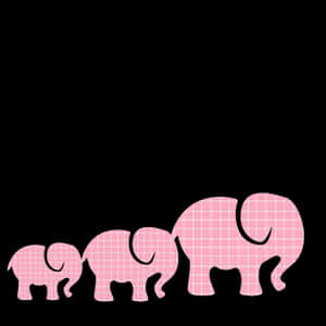 Pink Plaid Elephant Family PNG image with transparent background