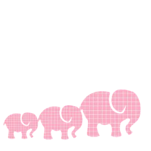 Pink Plaid Elephant Family PNG Image