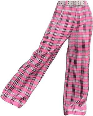 Pink Plaid Pants PNG with transparent background