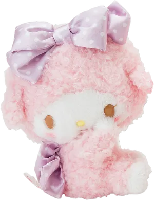 Pink Plush Sanrio Characterwith Bow PNG Image