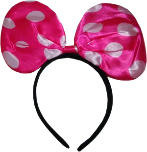 Pink Polka Dot Bow Headband PNG Image