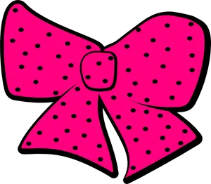 Pink Polka Dot Ribbon Illustration PNG Image