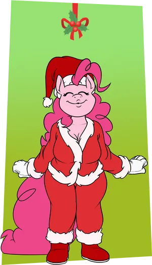 Pink Pony Santa Costume PNG Image