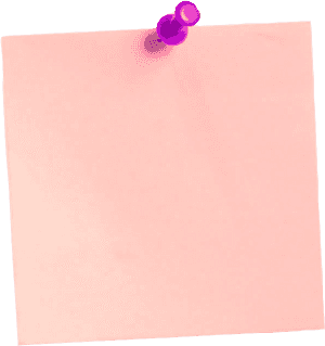 Pink Post It Notewith Purple Push Pin PNG image with transparent background