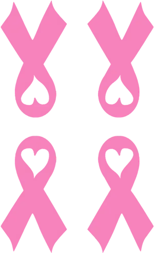 Pink Ribbon Heart Pattern Breast Cancer Awareness PNG Image