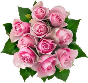 Pink Rose Bouquet Top View.png PNG Image