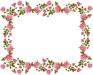 Pink Rose Floral Border Design PNG Image