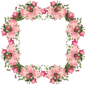 Pink Rose Frame Black Background PNG Image