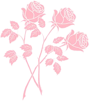 Pink Rose Silhouetteon Black Background PNG Image