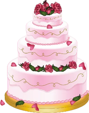 Pink Rose Tiered Cake PNG Image