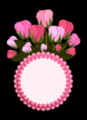 Pink Roses Blank Label Graphic PNG image with transparent background