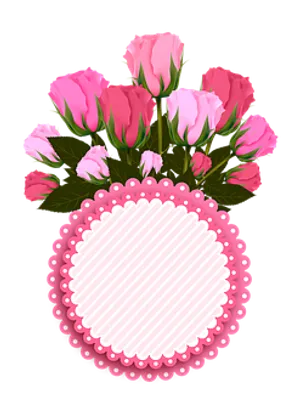 Pink Roses Blank Label Graphic PNG Image