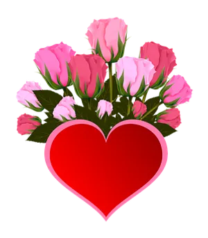 Pink Roses Heart Graphic PNG Image