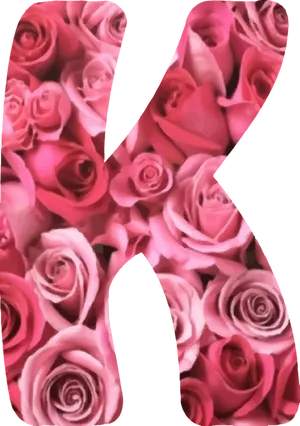 Pink Roses Letter K Design PNG Image