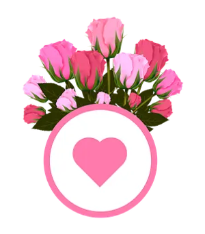 Pink Roses Love Emblem PNG Image