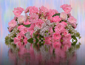 Pink Roses Reflection Arrangement PNG image with transparent background
