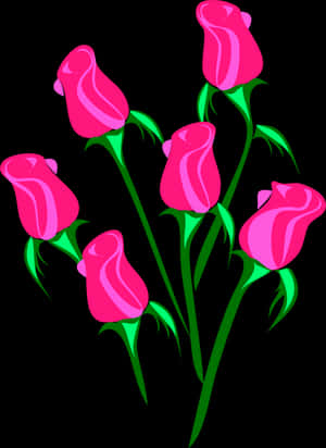 Pink Roses Vector Illustration PNG image with transparent background