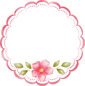 Pink Scalloped Framewith Flower PNG Image