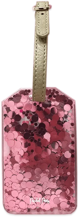 Pink Sequin Luggage Tag PNG Image