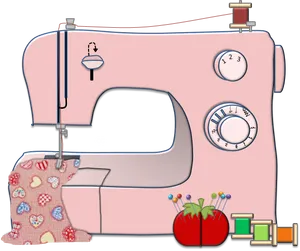 Pink Sewing Machine Illustration PNG Image