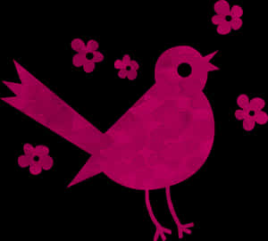 Pink Silhouette Bird Floral Background PNG image with transparent background