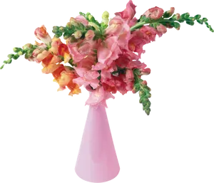 Pink Snapdragon Bouquetin Vase PNG Image