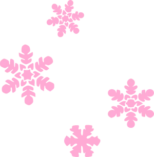 Pink Snowflakeson Black Background PNG Image