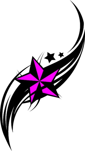 Pink Star Tattoo Design PNG Image