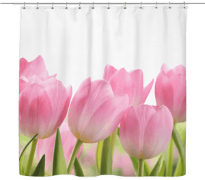 Pink Tulip Shower Curtain Design PNG with transparent background