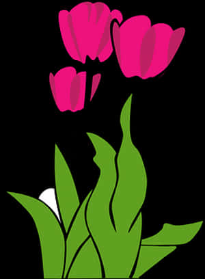 Pink Tulips Vector Art PNG image with transparent background