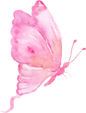 Pink Watercolor Butterfly Art PNG Image