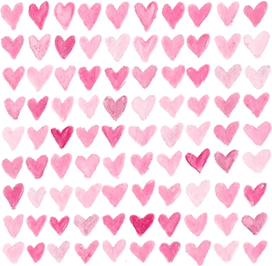 Pink Watercolor Hearts Pattern PNG Image