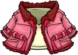 Pink Winter Coat Cartoon PNG Image