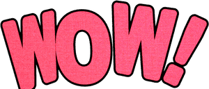 Pink Wow Text Graphic PNG image with transparent background