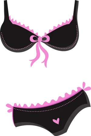 Pinkand Black Lingerie Set PNG Image