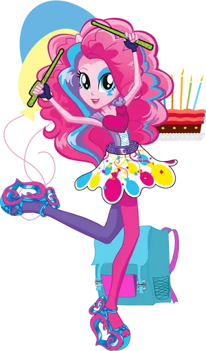 Pinkie Pie Equestria Girls Birthday Celebration PNG Image