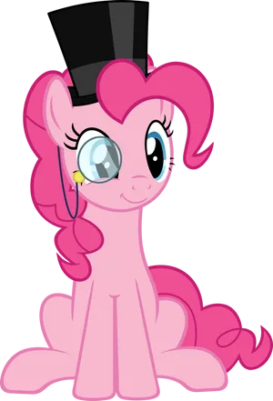 Pinkie Pie With Monocleand Top Hat PNG Image