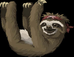 Pirate Bandana Sloth Hanging PNG image with transparent background