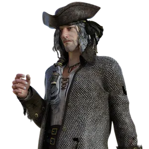 Pirate Captain Portrait PNG Image