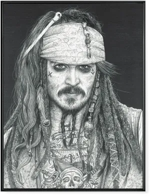 Pirate Character Sketch Artwork PNG Image