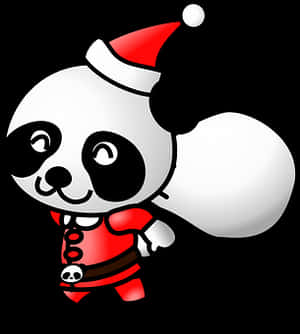 Pirate Pandain Santa Hat PNG image with transparent background