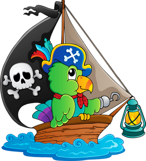 Pirate Parroton Raft PNG image with transparent background
