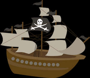 Pirate Ship Vector Illustration PNG image with transparent background
