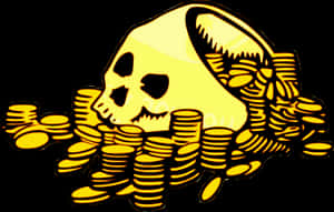 Pirate Skulland Gold Coins Illustration PNG image with transparent background